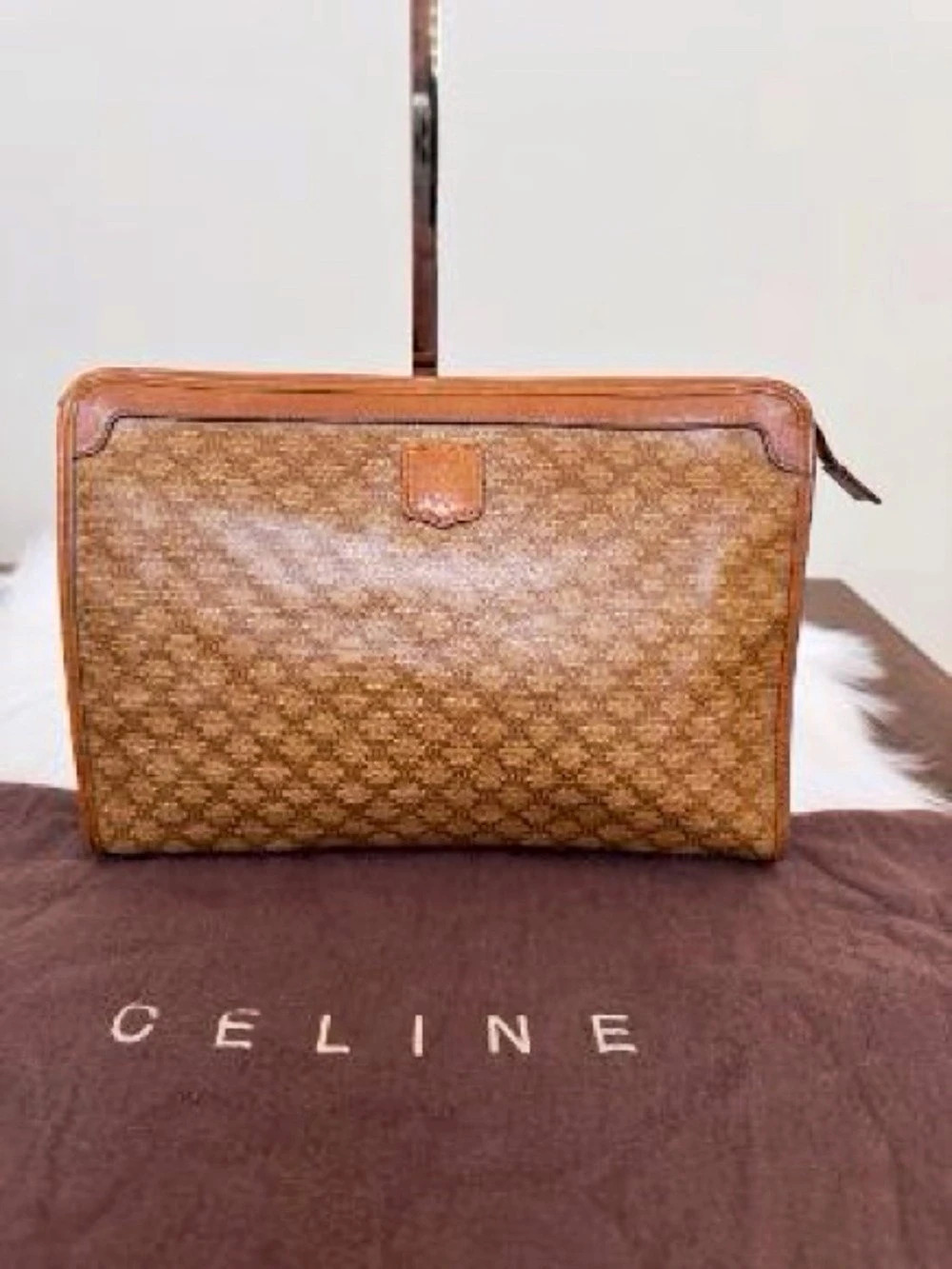 Celine Macadam Monogram Clutch Pouch Brown Cosmetic Case